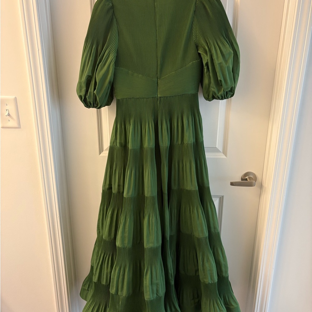 Zimmermann Olive Green Puff-Sleeve Tiered Maxi Dress - Picture 3 of 3